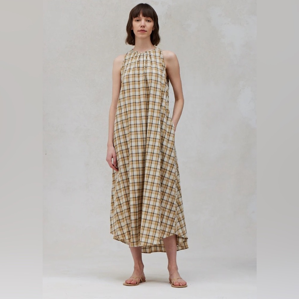 Grade & Gather Plaid Sleeveless Flowy Midi Dress Small